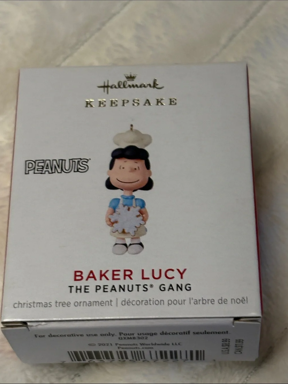 New in Box Baker Lucy Peanuts Gang Ornament - White & Blue